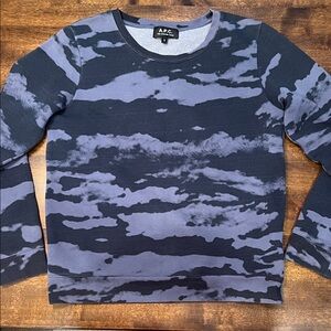 A.P.C. Navy Grey Camo Crewneck Sweatshirt